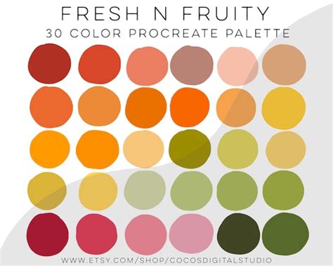 Fresh and Fruity Procreate Color Palette With Citrus and Fruit - Etsy