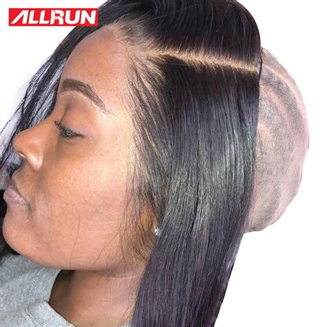 Lace Front Human Hair Wigs 4x4 Lace Frontal Closure Wig Cap Brazilian Straight Non Remy Short ...