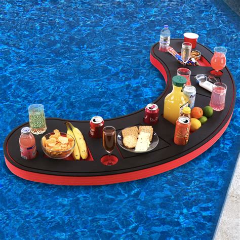 Polar Whale Giant Red and Black Floating Bar Table Tray Bartender Drink Holder for Pool or Beach ...