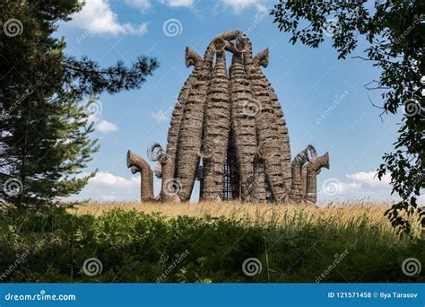 Wooden Sculpture Bobur in the Art Park Nikola Lenivets. Editorial Stock Photo - Image of concept ...