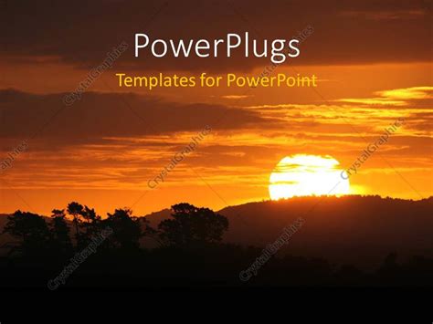 PowerPoint Template: a sunset in the background and a lot of clouds (1586)