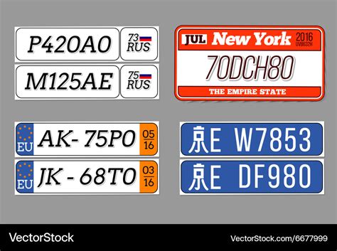 License car number plates set USA Royalty Free Vector Image