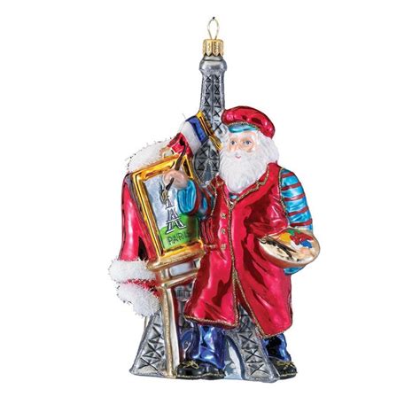 Polonaise French Santa Glass Ornament