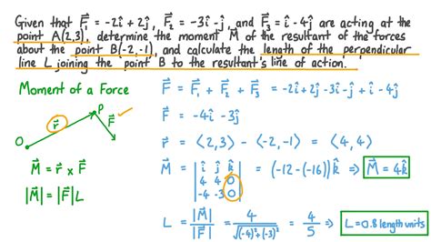 Question Video: Finding the Moment and Perpendicular Distance of a Resultant Force about a Pivot ...