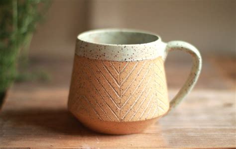Image of Matte Turquoise Herringbone Mug | Wheel thrown pottery, Beginner pottery, Ceramic pottery