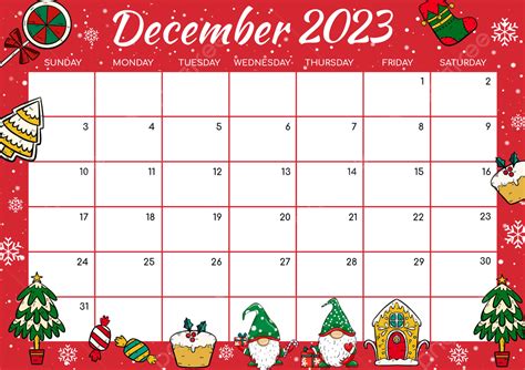 Gnomo Navidad 2023 Año Nuevo Dibujos Animados Rojo Diciembre Calendario Descarga gratuita de ...