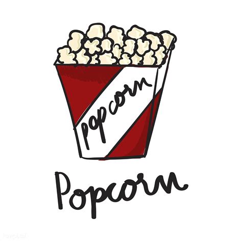 Illustration drawing style of food collection | Popcorn drawing easy, Cute popcorn drawing, Free ...