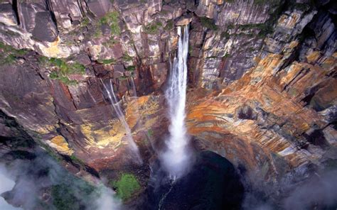 angel falls venezuela waterfall mountain cliff nature mist, HD ...