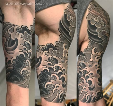 Traditional Japanese wind waves half sleeve by Scott A Cooksey of Lone ...