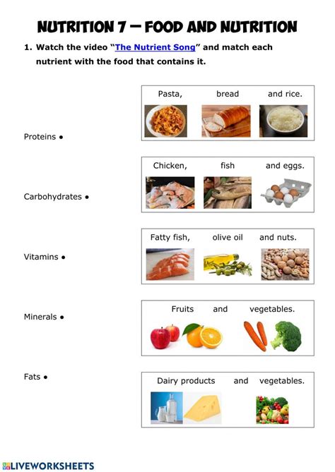 Food And Nutrition Worksheet