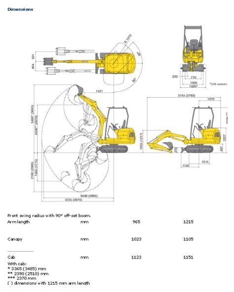 Oakley Mini Digger hire Basingstoke - Mini Digger Dimensions