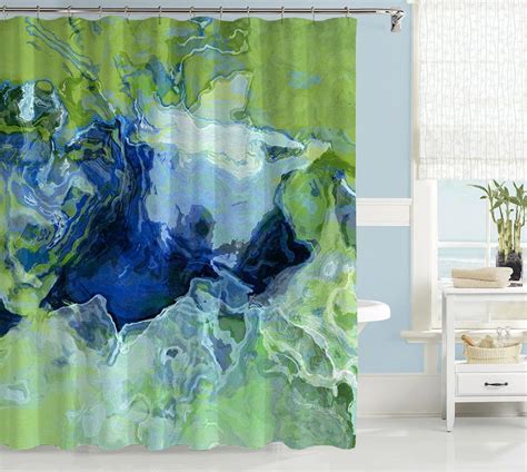 Shower Curtain, Ocean View - Abstract Art Home | Abstract art shower curtain, Blue abstract art ...