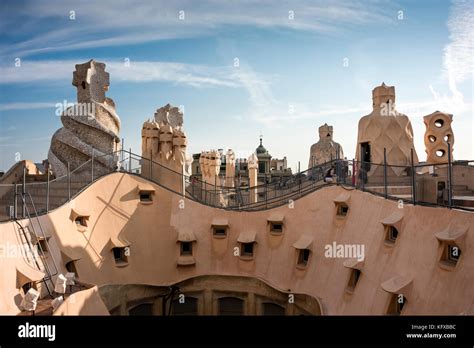 Casa Mila rooftop in Barcelona Stock Photo - Alamy