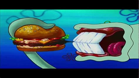 Squidward tries a Krabby Patty - YouTube