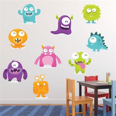 Details about Cartoon Monster Wall Decal Sticker Set WS-41301 | Wall decal sticker, Kids wall ...