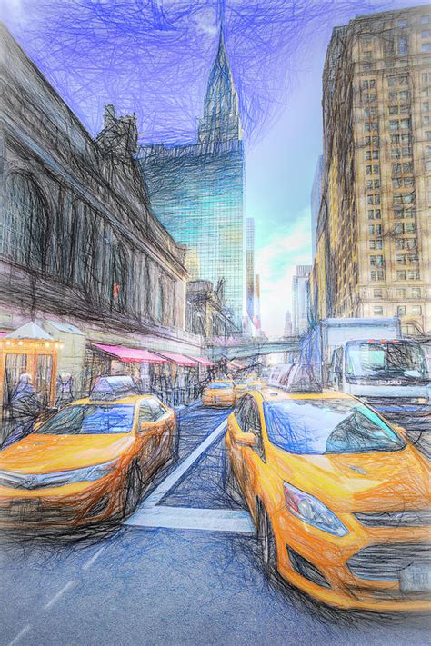 New York Street Sketch Photograph by David Pyatt - Fine Art America