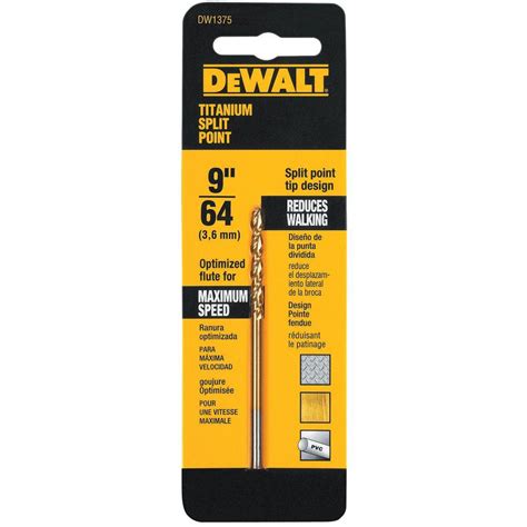 DEWALT 9/64 in. Titanium Split Point Drill Bit-DW1375 - The Home Depot