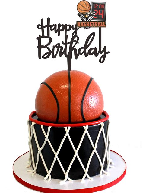HAKPUOTR Basketball Birthday Cake Topper, Happy Birthday Cake Topper For Man/Kids/Boy's ...