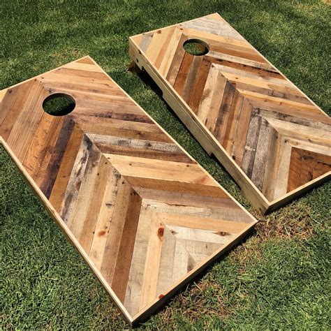 DIY pallet chevron cornhole boards | Pallet diy, Pallet furniture outdoor, Pallet projects