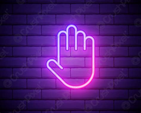 Neon sign hand palm Pink sign on a brick wall - stock vector | Crushpixel