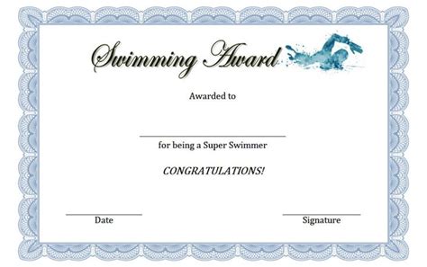 Swimming Award Certificate Free Printable 3 Free Swimming with Quality ...