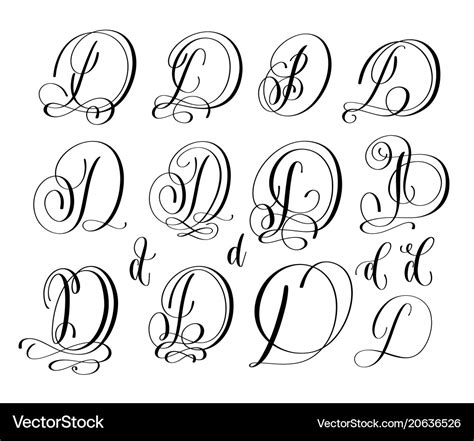 Calligraphy lettering script font c set hand Vector Image