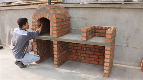 DIY pizza oven with red brick and cement | Arsitektur, Ide penyimpanan, Desain