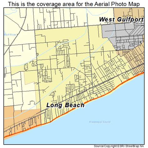 Aerial Photography Map of Long Beach, MS Mississippi