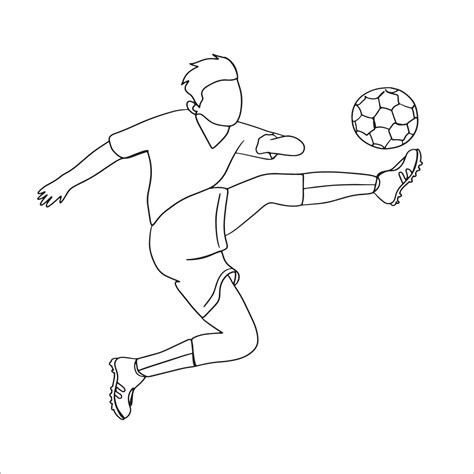 Football Line Art, Sport Sketch, Soccer Outline Drawing