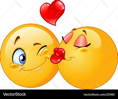 Kissing emoticons Royalty Free Vector Image - VectorStock