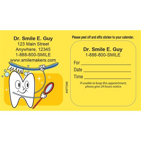 Dental Appointment Cards Templates