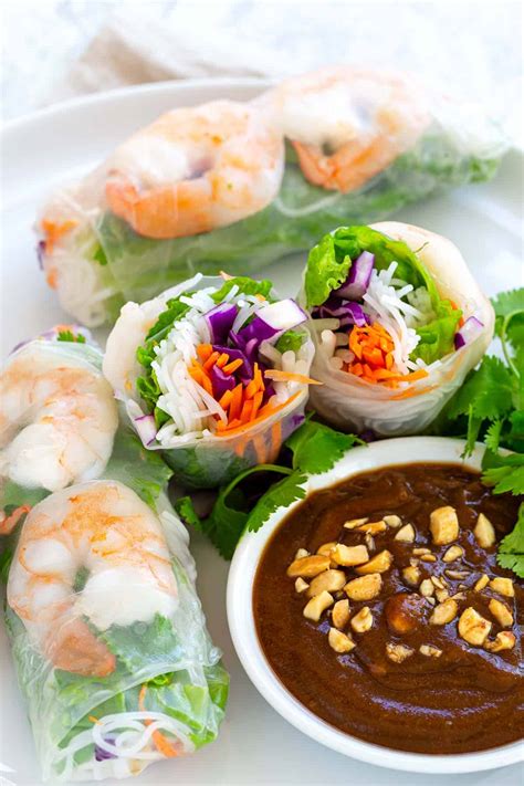 Shrimp Spring Rolls with Peanut Dipping Sauce - Jessica Gavin