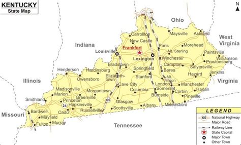 Map of Kentucky | Kentucky, United states map printable, Map