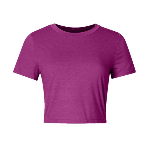 Fesfesfes Short Sleeve Running Shirts Women Crop Cute Trendy Basic Tight Rounk Neck Crop Blouse ...
