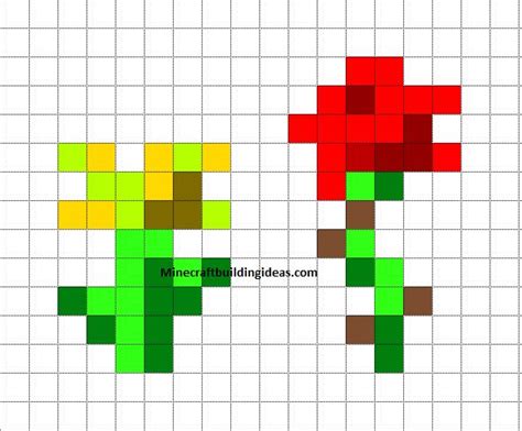 Minecraft Pixel Art Templates: Minecraft flowers | Minecraft pixel art ...