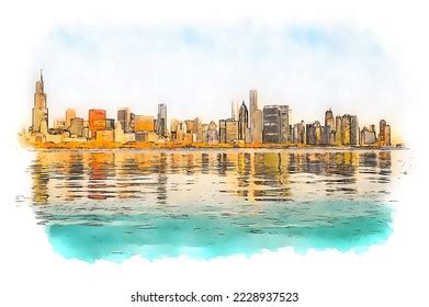 Chicago Skyline Watercolor Sketch Illustration Stock Illustration 2228937523 | Shutterstock