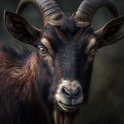 Premium Photo | Goat portrait with big brown horns