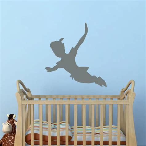 Flying Peter Pan Shadow Wall Decals Vinyl Sticker Peter Pan Silhouette Fantasy Fairytale Wall ...