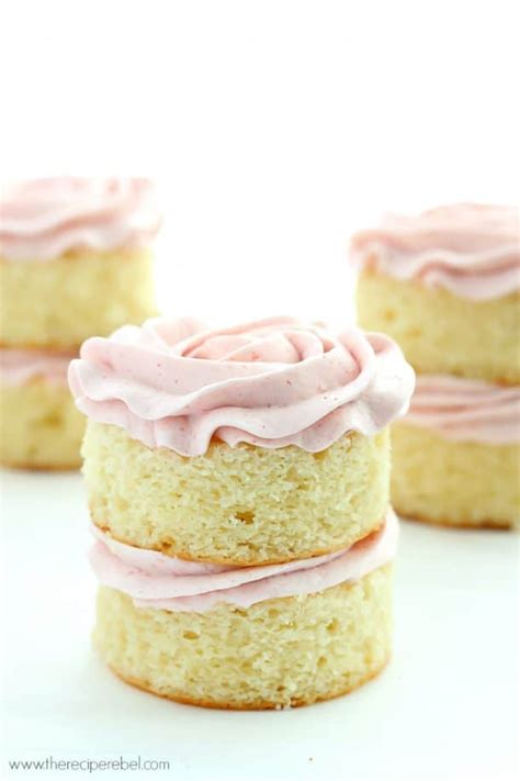 Mini Vanilla Layer Cakes with Strawberry Swiss Meringue Buttercream - The Recipe Rebel