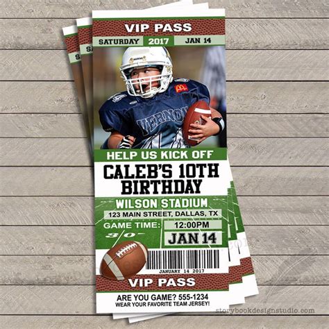 Football Ticket Birthday Party Invitations / Printed Set of 10 | Football birthday invitations ...