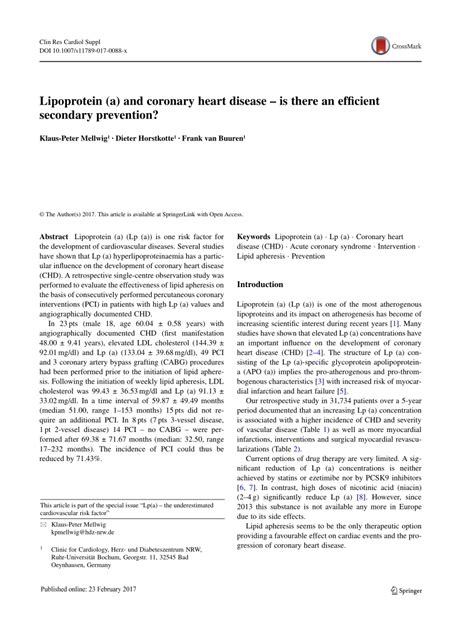 (PDF) Lipoprotein (a) and coronary heart disease – is there an ...