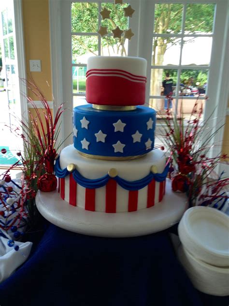 July 4th Patriotic 3 Tier Cake www.thepicnicbasket.net Fourth Of July ...