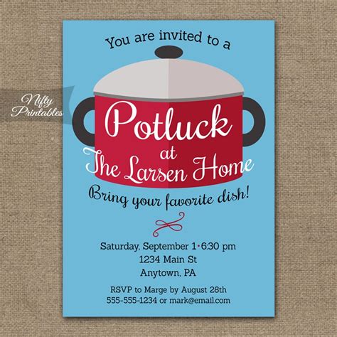 Potluck Invitations - Nifty Printables