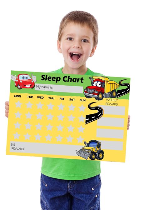 SLEEP CHART REWARD Chart A4 Trucks Sleep Tracker Chart Behavior Chart Sleep Worksheet Instant ...