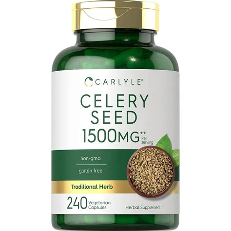 Celery Seed Extract Capsules | 1500mg | 240 Count | Non-GMO and Gluten Free Formula ...