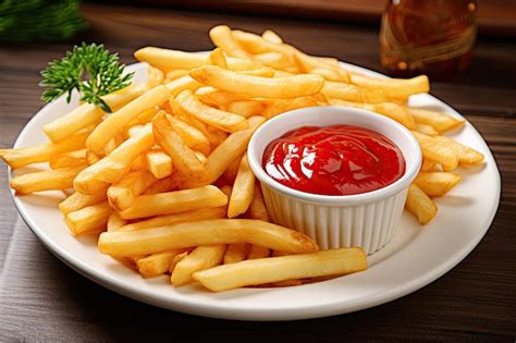 Premium AI Image | Fries with ketchup on a plate