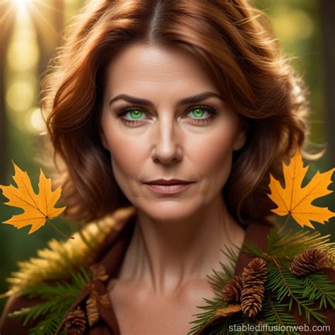 Autumn-Leaf Woman with Glowing Eyes | Stable Diffusion Online