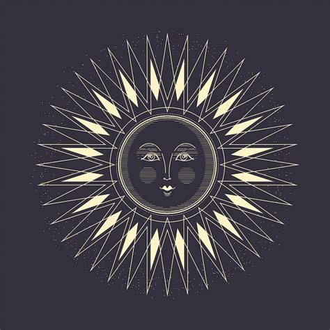 The sun art deco style. Vector | Premium Download