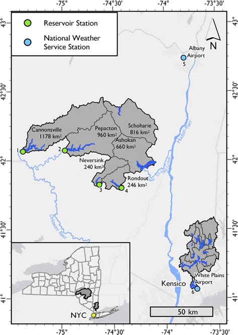 Study area map with boundaries of watersheds within the NYC water ...