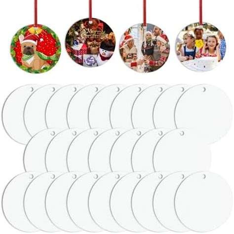 KOPARION 25 Pcs Double-Sided Sublimation Blank Ornaments, 2.83in Blank MDF Board Personalized ...